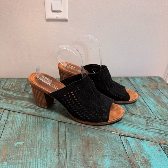 Toms Slide Open Toe Majorea Perforated Suede Mule Sandals Size 12 - Picture 2 of 11